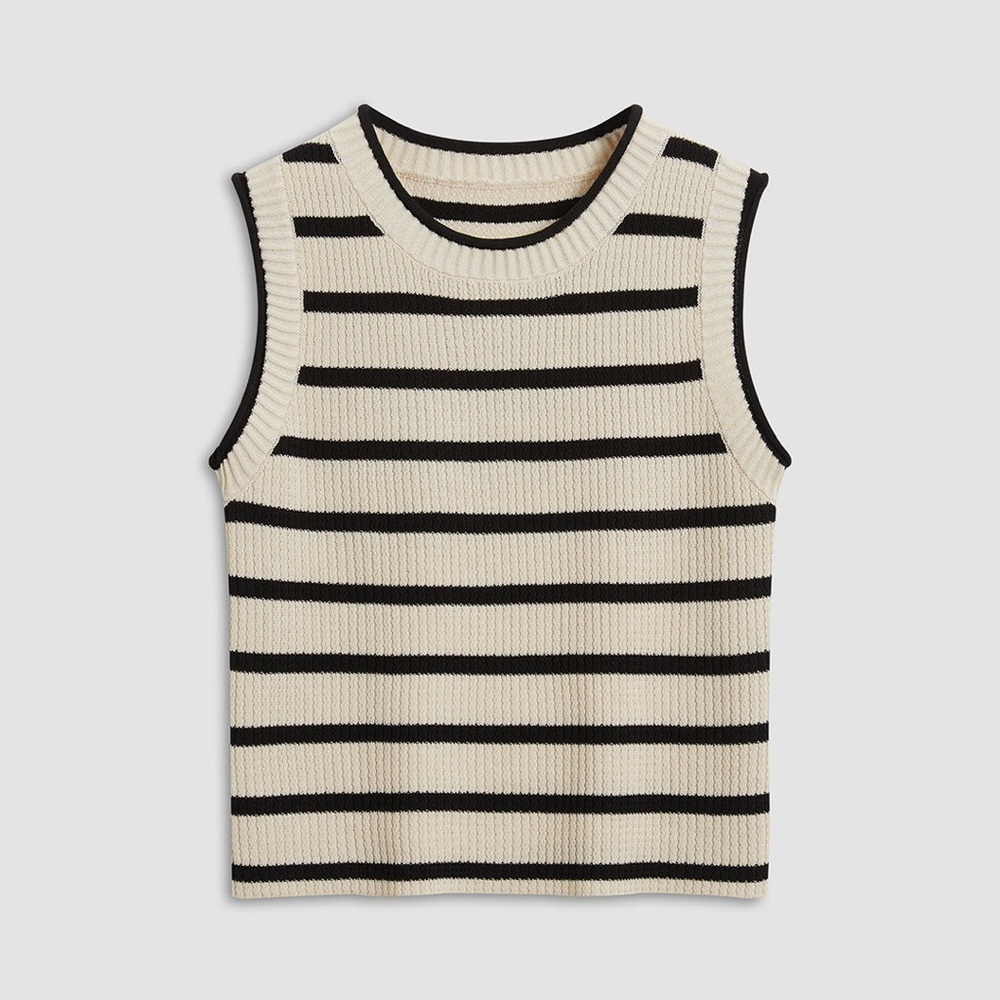 Commense Leisure Stripe Knit Crop Top